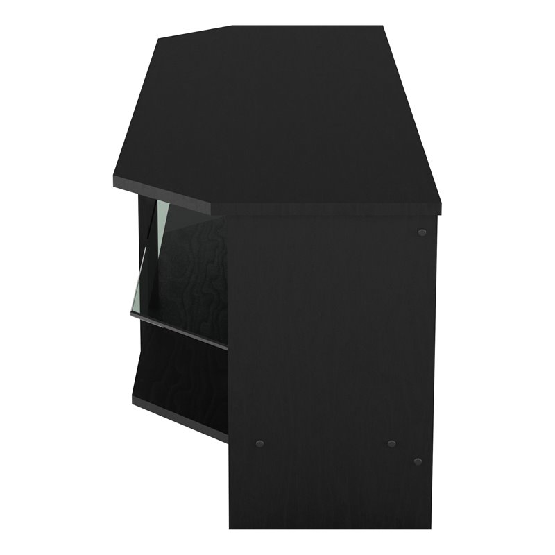 Pemberly Row Wood and Glass TV Stand for most TVs 27