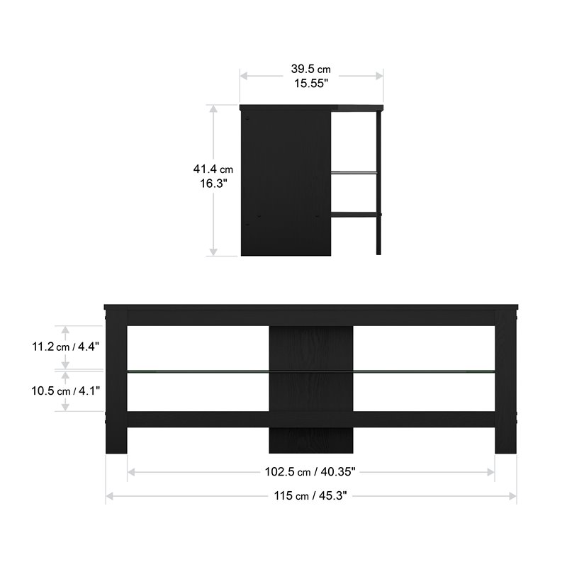 Pemberly Row Wood and Glass TV Stand for most TVs 27