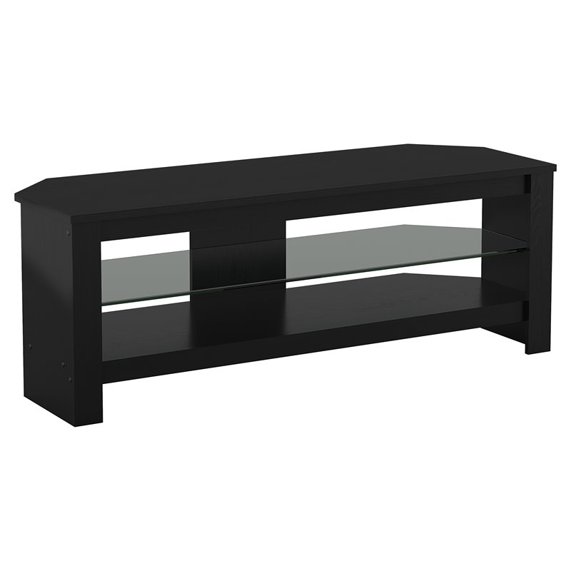 Pemberly Row Wood and Glass TV Stand for most TVs 27