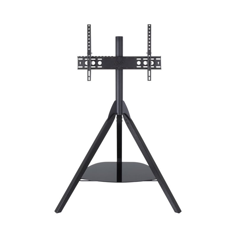 Pemberly Row Wood Glass Steel TV Floor Stand for 32