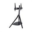 Pemberly Row Wood Glass Steel TV Floor Stand for 32