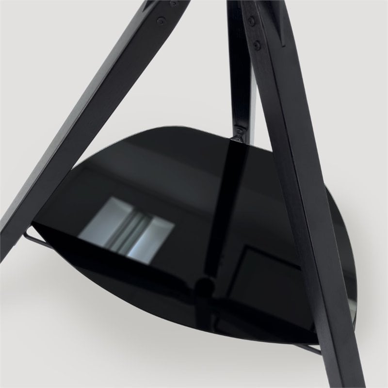 Pemberly Row Wood Glass Steel TV Floor Stand for 32