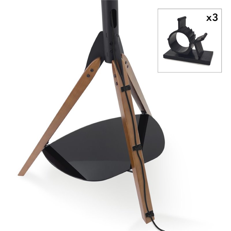 Pemberly Row Glass Steel TV Floor Stand for 32