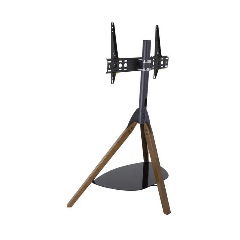 Pemberly Row Glass Steel TV Floor Stand for 32