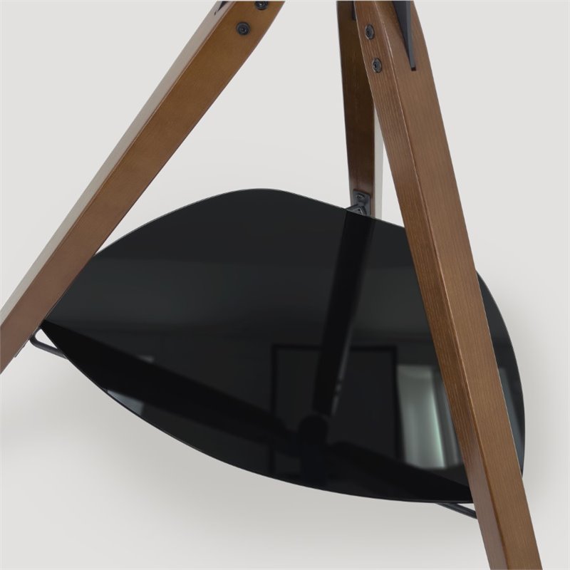 Pemberly Row Glass Steel TV Floor Stand for 32