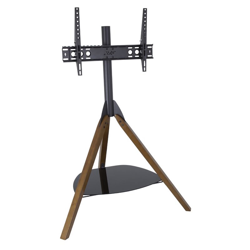 Pemberly Row Glass Steel TV Floor Stand for 32