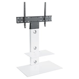 Pemberly Row TV Floor Stand with TV Mounting Column for 32&quot to 65&quot TVs in White