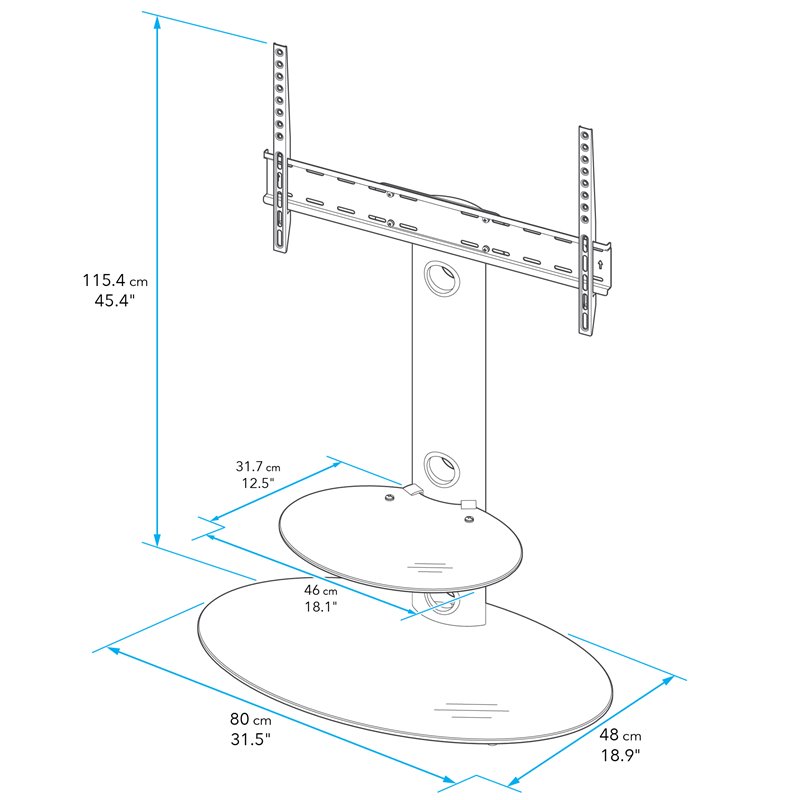 Pemberly Row TV Floor Stand w/ TV Mount Column for 32