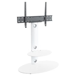 Pemberly Row TV Floor Stand w/ TV Mount Column for 32&quot to 65&quot TVs - Satin White