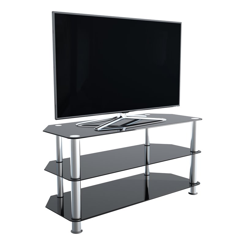 Pemberly Row Steel and Glass TV Stand for up to 50