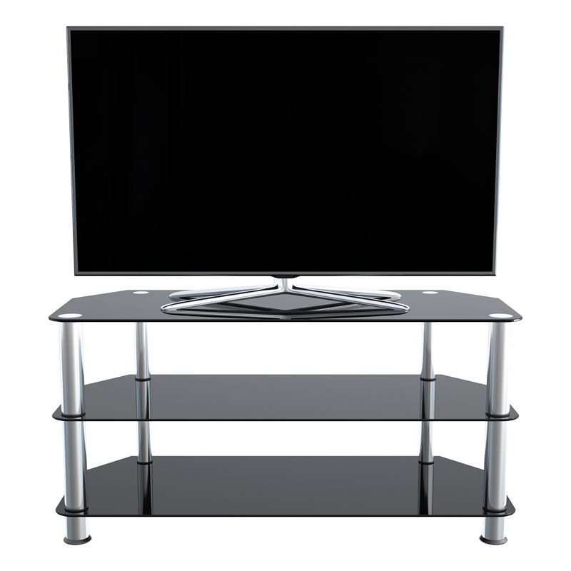 Pemberly Row Steel and Glass TV Stand for up to 50