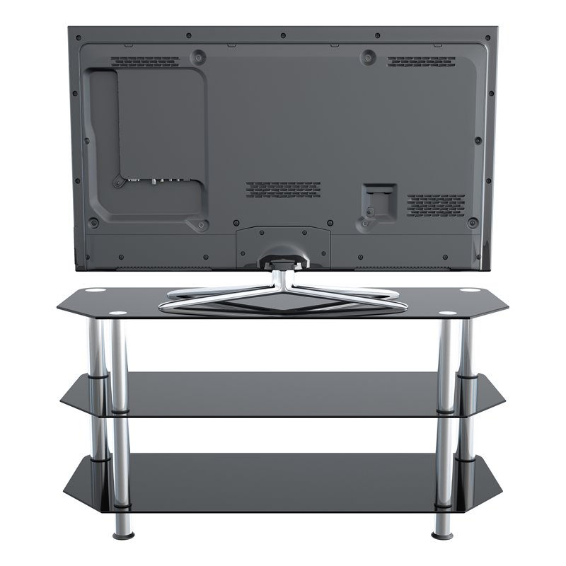 Pemberly Row Steel and Glass TV Stand for up to 50