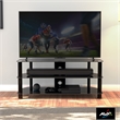 Pemberly Row Steel Glass TV Stand w/ Cable Management for up to 55