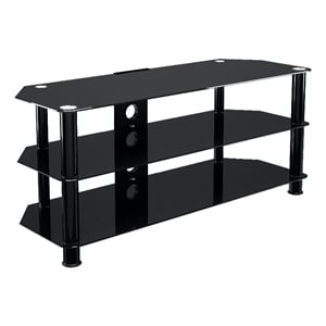 Pemberly Row Steel Glass TV Stand w/ Cable Management for up to 55&quot TVs - Black
