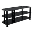 Pemberly Row Steel Glass TV Stand w/ Cable Management for up to 55