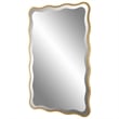 Pemberly Row Transitional Style Wood Scalloped Mirror in Gold