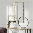 Pemberly Row Transitional Style Wood Scalloped Mirror in Gold