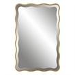 Pemberly Row Transitional Style Wood Scalloped Mirror in Gold