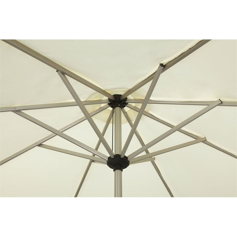 Pemberly Row Modern Aluminum and Fabric Umbrella Set in Brush/White