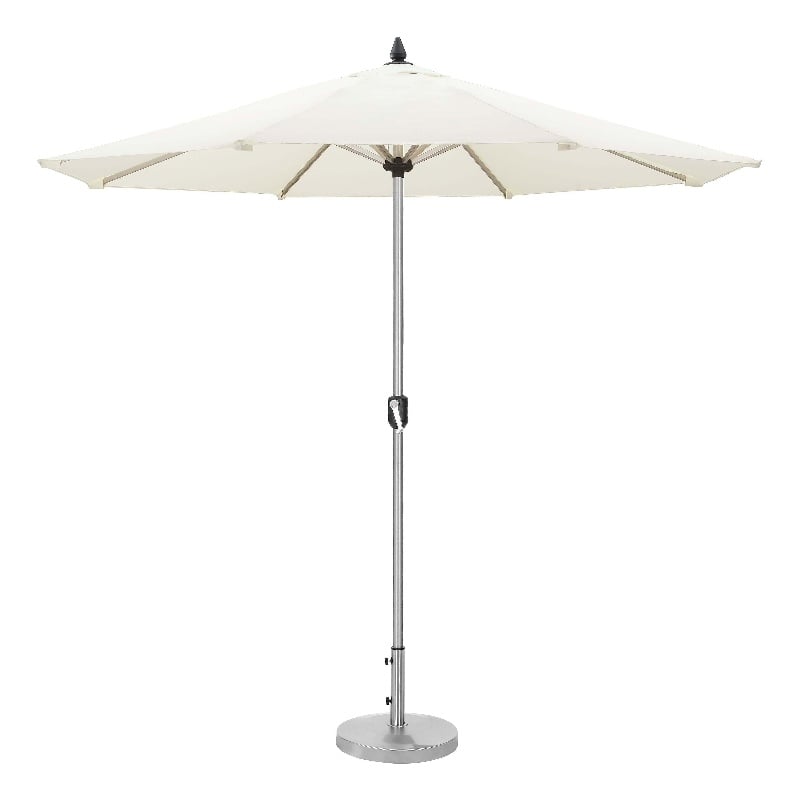 Pemberly Row Modern Aluminum and Fabric Umbrella Set in Brush/White