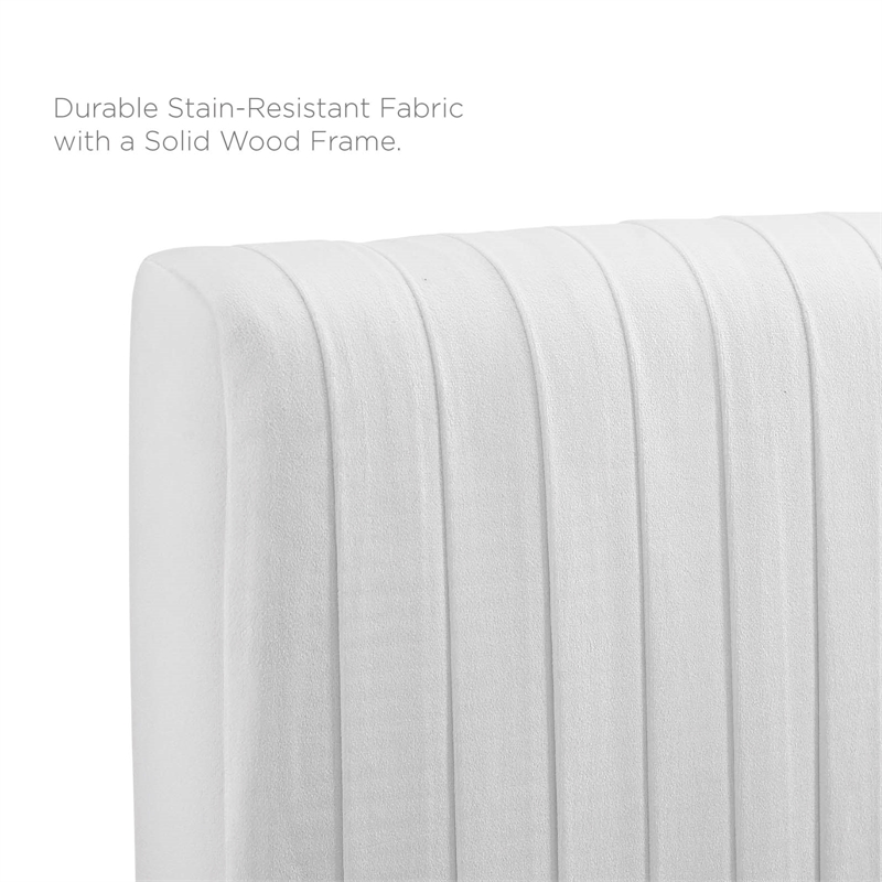 Pemberly Row Modern Performance Velvet Full Platform Bed - White