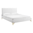 Pemberly Row Modern Performance Velvet Full Platform Bed - White