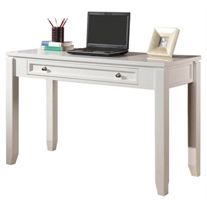 Pemberly Row 48&quot Transitional Wood Writing Desk in Cottage White