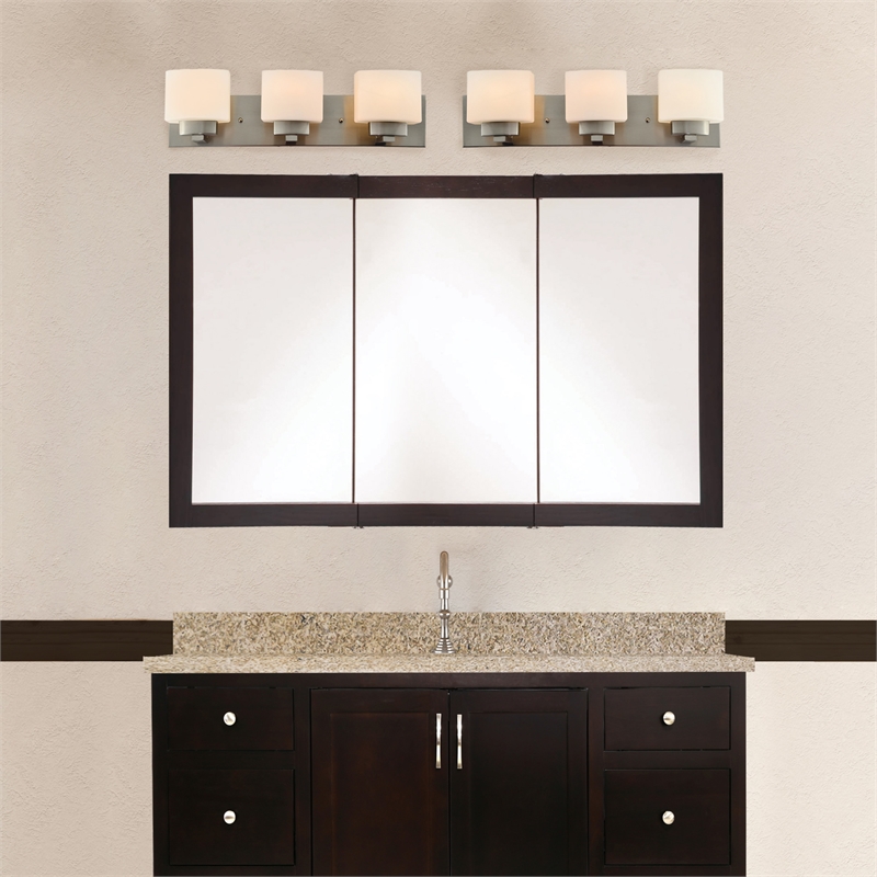 Pemberly Row 48-Inch Assembled Wood Framed Medicine Cabinet Mirror in Espresso