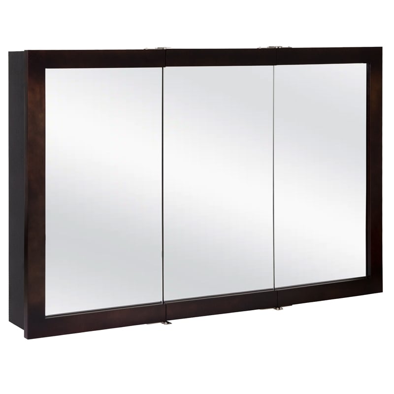 Pemberly Row 48-Inch Assembled Wood Framed Medicine Cabinet Mirror in Espresso