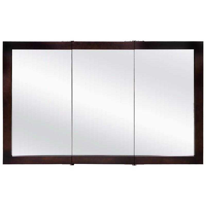 Pemberly Row 48-Inch Assembled Wood Framed Medicine Cabinet Mirror in Espresso