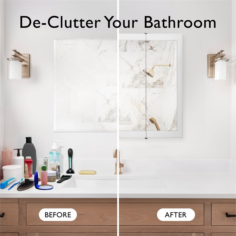 Pemberly Row Modern 30-Inch Wood Medicine Cabinet in White Gloss