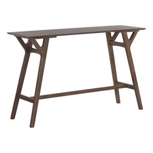 Pemberly Row 63x36&quot Mid-Century Wood Counter Table in Walnut