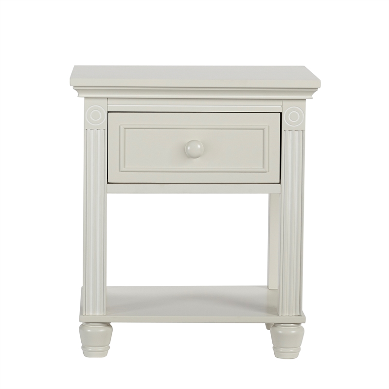 Pemberly Row Modern Traditional Wood Nightstand in Glaze White