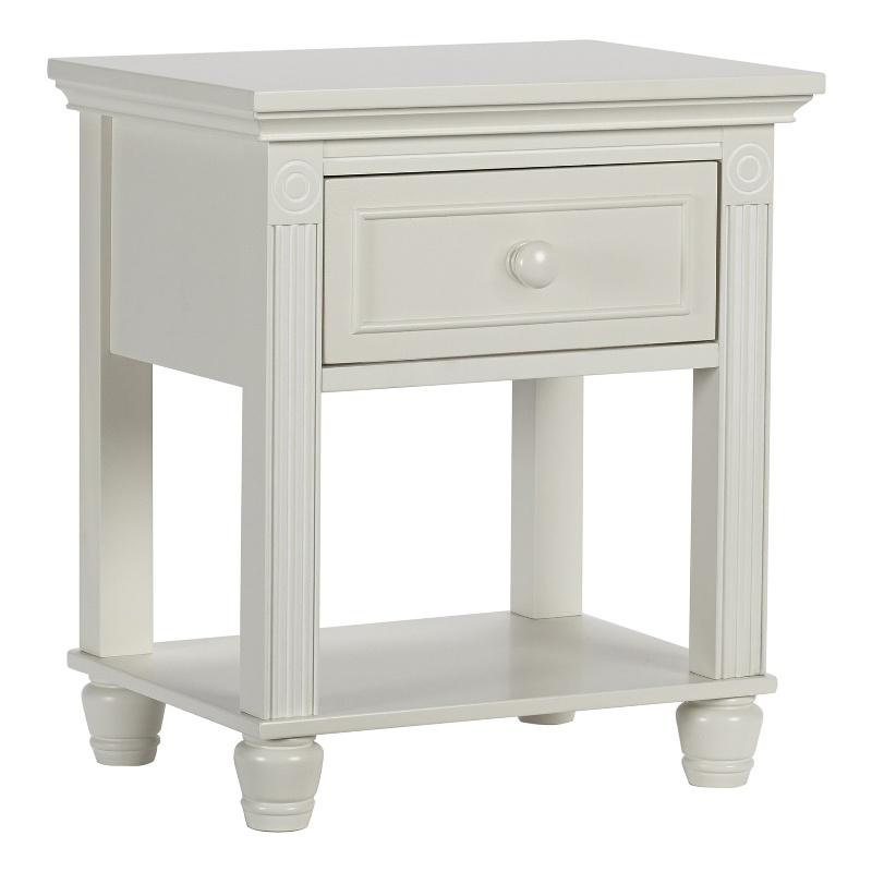 Pemberly Row Modern Traditional Wood Nightstand in Glaze White