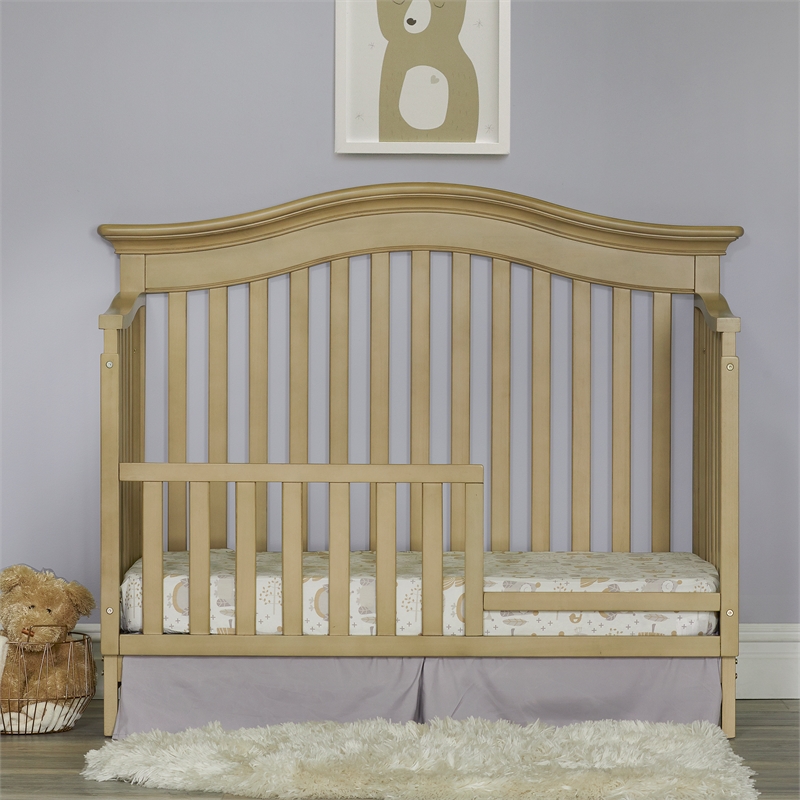 Pemberly Row Traditional Wood Toddler Guard Rail in Driftwood