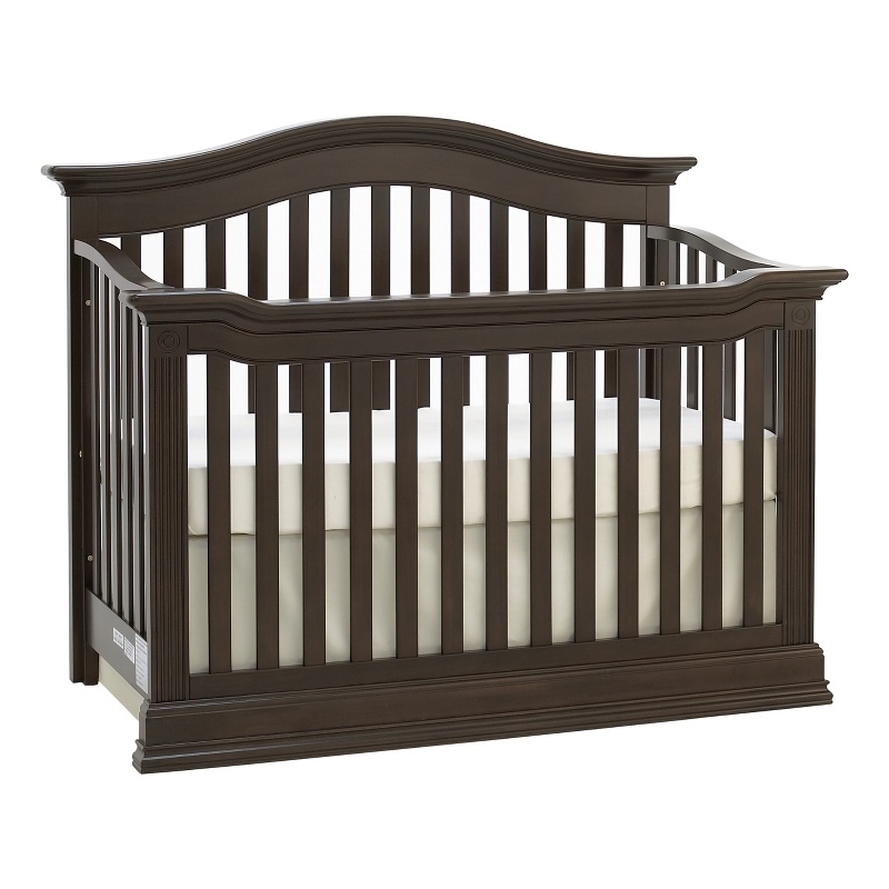 Pemberly Row Traditional Wood 4-in-1 Convertible Crib in Espresso