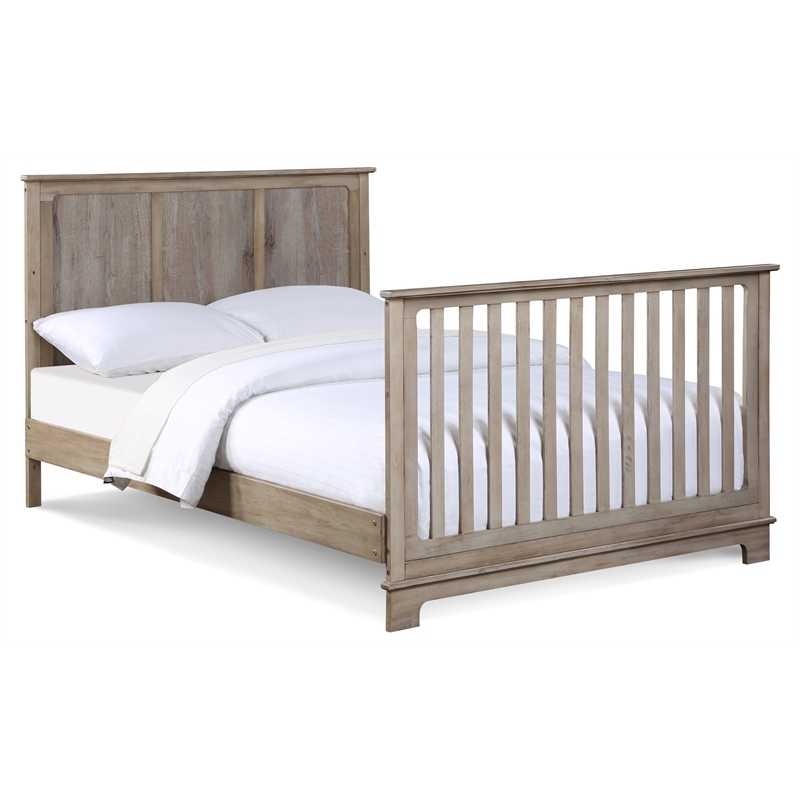 Pemberly Row Traditional Wood Full Bed Conversion Kit in Natural
