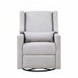 Pemberly Row Wood Swivel Glider Recliner with Pillow in Blanco White