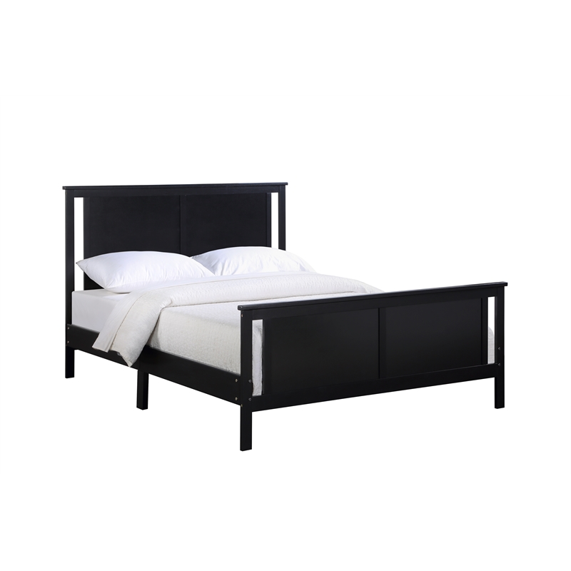 Pemberly Row Wood Reversible Panel Full Bed in Black/Vintage Walnut