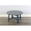 Pemberly Row Farmhouse Mahogany Wood Coffee Table in Ocean Blue