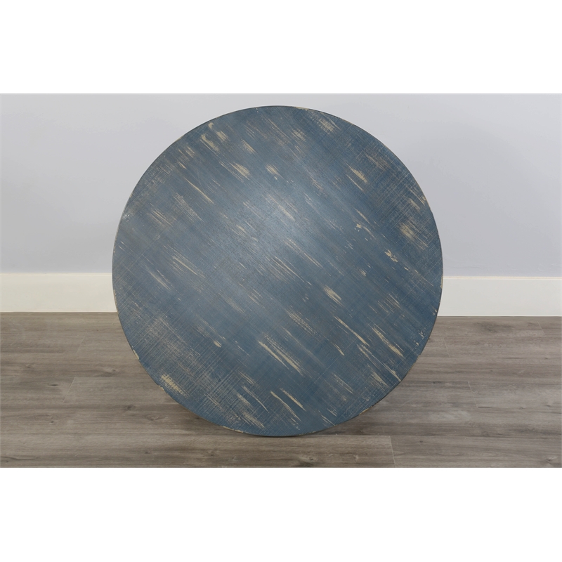 Pemberly Row Farmhouse Mahogany Wood Coffee Table in Ocean Blue