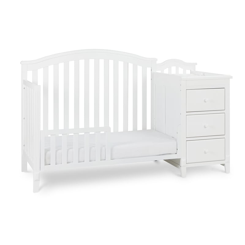 Pemberley Row Solid Wood White Convertible Crib Rectangular Adjustable 96 lbs Unassembled