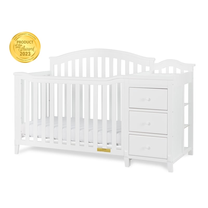 Pemberley Row Solid Wood White Convertible Crib Rectangular Adjustable 96 lbs Unassembled