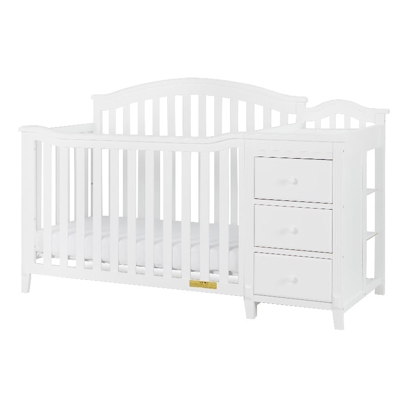 Pemberley Row Solid Wood White Convertible Crib Rectangular Adjustable 96 lbs Unassembled
