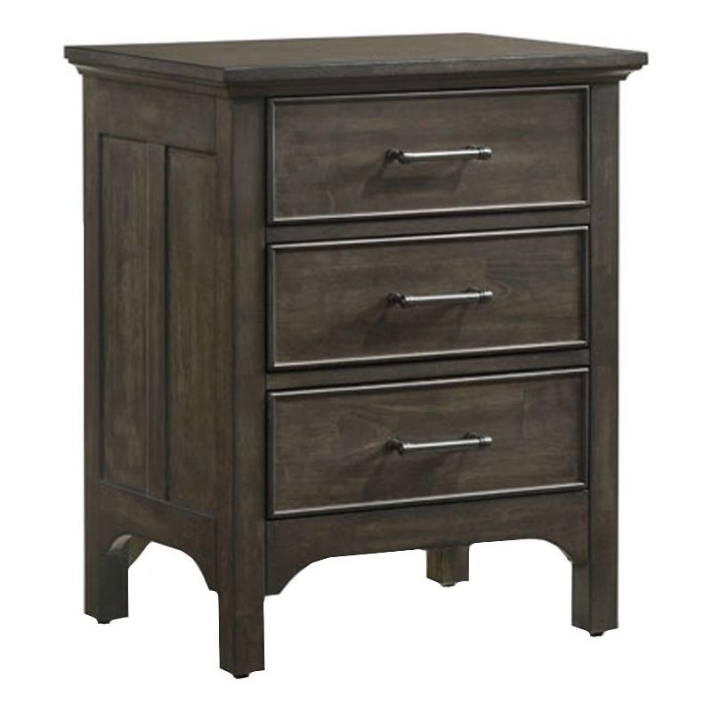 Pemberly Row Modern Bedroom 3-Drawer Wood Nightstand in Charcoal