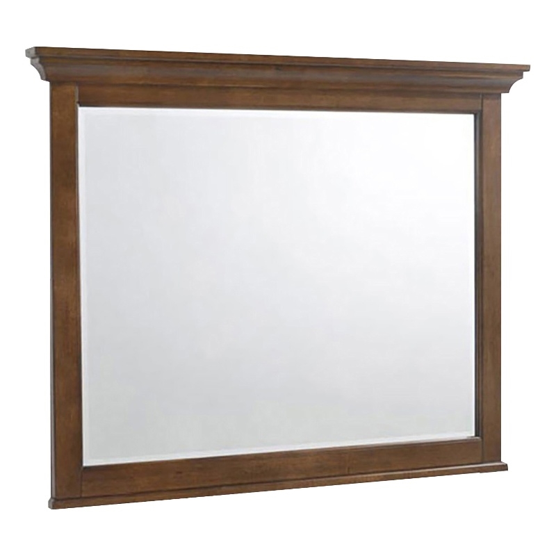 Pemberly Row Modern Bedroom Wood Landscape Mirror in Tuscan Brown