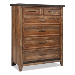 Pemberly Row Modern Bedroom 6-Drawer Wood Standard Chest in Brown