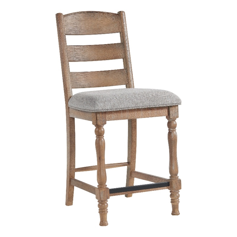 Pemberly Row Modern Wood Ladder Back Stool in Brown (Set of 2)