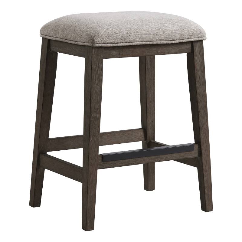Pemberly Row Transitional Wood Backless Stool in Brown (Set of 2)