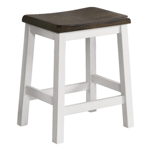 Pemberly Row 24&quot Wood Backless Barstool in Gray/White (Set of 2)